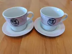 ペコちゃん　ティーカップ ソーサー ペアセット ピンク柄