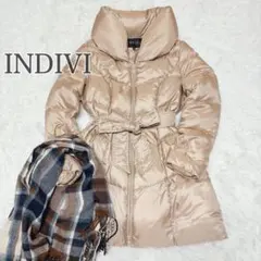 美品✨INDIVI ダウン90% ショールカラー ベルト付　ロング　軽量