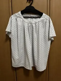 【✨美品✨リフレクト】幾何学模様 半袖ブラウス　フレンチリーブス　11号のサムネイル