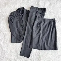 【エヌライン プレシャス】☆美品☆洗える　ストレッチ　3点セット　9号　グレー