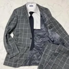 美品　ザスーツカンパニーセレクト　グアベロ生地　スーツ　チェック柄　グレー