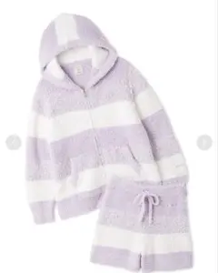 ジェラートピケ　ジェラート3ボーダー上下セット　紫　ラベンダー