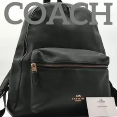 美品 COACH リュック バックパック チャーリー シボ革 本革 ブラック