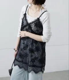 新品未使用　mystic ミスティック レースVキャミチュニック ブラック