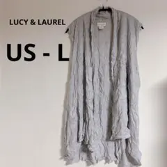 LUCY & LAUREL 【L】グレー リネンベスト ジレ　羽織り　体型カバー