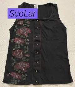 ScoLar タンクトップ 花柄 刺繍 ブラック Mサイズのサムネイル