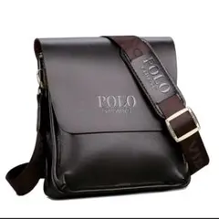 POLO VIDENG メンズ ショルダーバッグ ダークブラウン