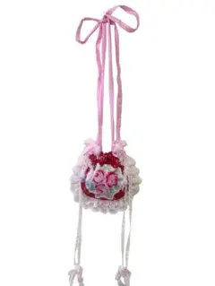 魔法少女風 ハンドメイド あみぐるみ バッグチャーム 透明バッグ付き