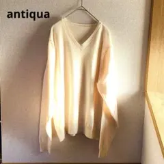 【アンティカ】カシミヤタッチニットVネック ニット セーター 長袖 L-XXL