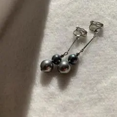 ハンドメイド　イヤリング　ピアス　シルバー　シンプル　パール風　クリップ式