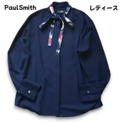 ポールスミス 洗える ソリッドボウタイブラウス とろみ Lサイズ 花柄 極美品