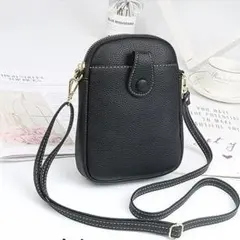 ミニショルダーバッグ スマホショルダー ポーチ ブラック シンプル 財布