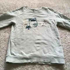 音符プリント ライトグリーン トレーナー