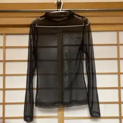 シースルーブラック長袖トップス