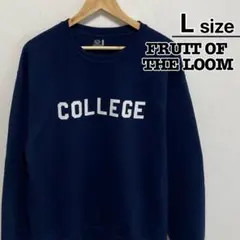 FRUIT OF THE LOOM　スウェット　L　ネイビー　プリント　カレッジ