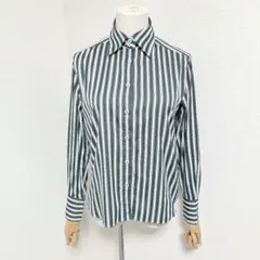 アクアスキュータム 美品 上品 長袖シャツ ストライプ柄 ビジネス カジュアル