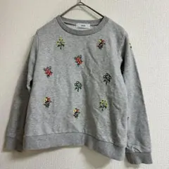 SHIPS キッズ 花柄 総柄 刺繍 スウェット トレーナー グレー 130のサムネイル