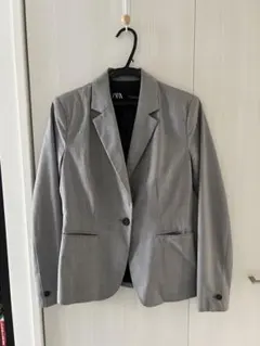 ZARA グレー チェック柄 テーラードジャケット EUR36
