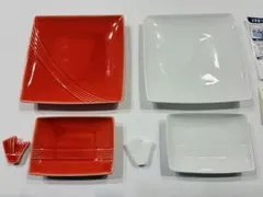 深山　miyama 紅白小皿セット　箸置付　未使用品　JAPAN 日本　和食器