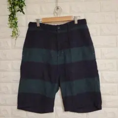 a623【ニコアンド】ハーフパンツ　ボーダー　起毛　ウール混　暖かいのサムネイル