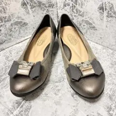 ギンザヨシノヤ パンプス 23.5 - レザー グレーリボン