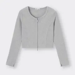 リブダブルジップカーディガン