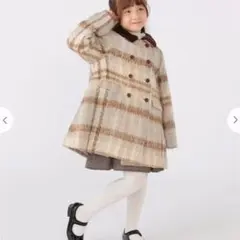 新品未使用☆ベイビーチアー ネコ衿チェックコート 90 ブルー アウター 