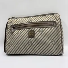 美品✨フェラーリ クラッチバッグ キャンバス ブラウン ロゴ金具
