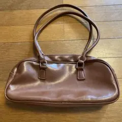 ブラウン 合成皮革 ハンドバッグ
