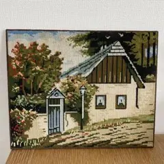 ヴィンテージ 北欧 スウェーデン 手仕事 ツヴィスト刺繍 パネルポード 秋景色