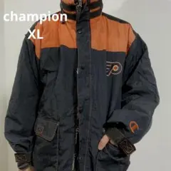 【champion】ダブルジップ ジャケット オレンジ 古着 希少 FLYERS