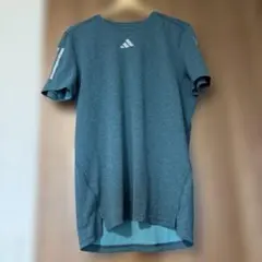 adidas グレー グリーン半袖Tシャツ Mサイズ