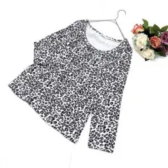 美品✨ルデュアル（LL）長袖カットソー トップス ヒョウレオパード柄 モノトーン