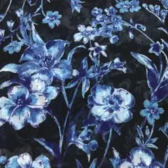 【12/16まで限定値下げ】シフォン生地　フラワー　ブルー　青