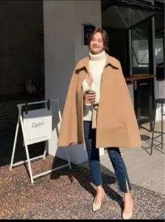 birthdaybash ファー取り外し可能ポンチョコート