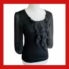 【76】 Style com フリル付きブラックトップス社交ダンス HP2-33