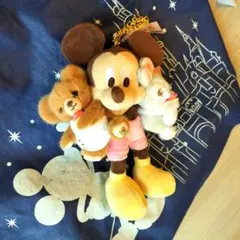 ユニベスティーズ イエック ラビット＆ミッキー＆モカ ぬいぐるみキーホルダー・キ