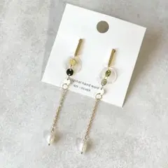 貝殻 ゆれる ピアス シェル パール アクセサリー 軽量 ゴールド 結婚式