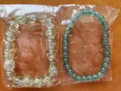 天然石グリーンブレスレット　クリアイエローブレスレット　 2点セット