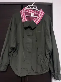 adidas NEO カーキ　ジャケット　ウィンドブレーカー　裏地チェック