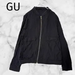 ＊ジーユー＊【M】MA-1風ジップアップブルゾン黒とろみ素材ジャケットのサムネイル