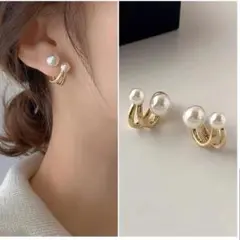 パール ピアス イヤーカフ かわいい ゴールド 上品 シンプル 韓国