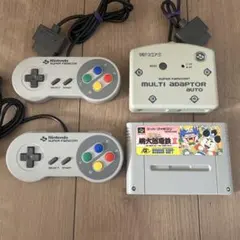 SFC 任天堂　スーパーファミコン　マルチタップ　コントローラー　3個　ソフト付