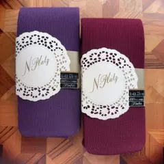 在庫わずか日本製N Platz リブタイツ150デニール　ボルドー&パープルLL