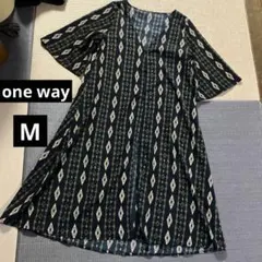 one way ワンウェイ　ワンピース　エスニック調　ネイビー