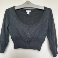 H&M グレー 長袖ショートカーディガン S ボレロ