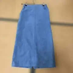 ライトブルー　スエード風ロングスカート