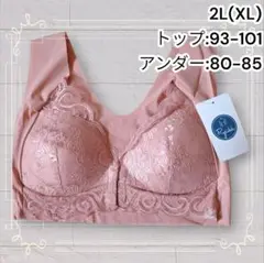 《新品》 シームレスで快適 フロントホックノンワイヤーブラ ピンク 2L 匿名