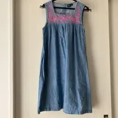 GAP デニム ノースリーブ ワンピース 刺繍