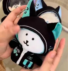 ぬい服 ちびぐるみ 10~12cm ねこ パーカー 着せ替え服 グリーン